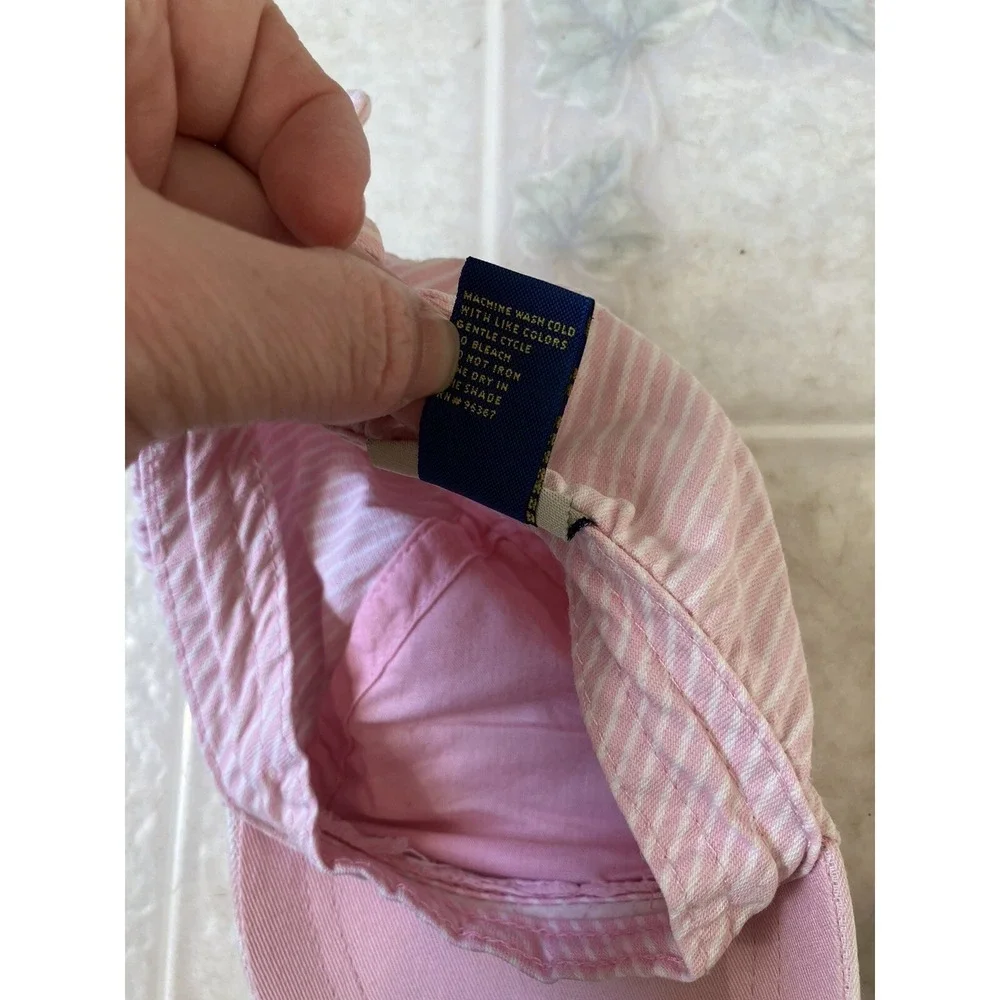 Classic Pink Stripe Vtg Embroidered OSHKOSH B'GOSH 0-9 mth Elastic Baseball‎ Cap